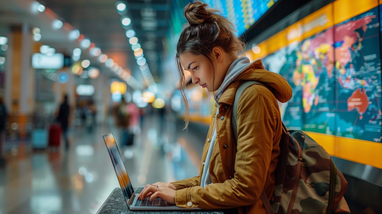 Corporate business traveler at airport