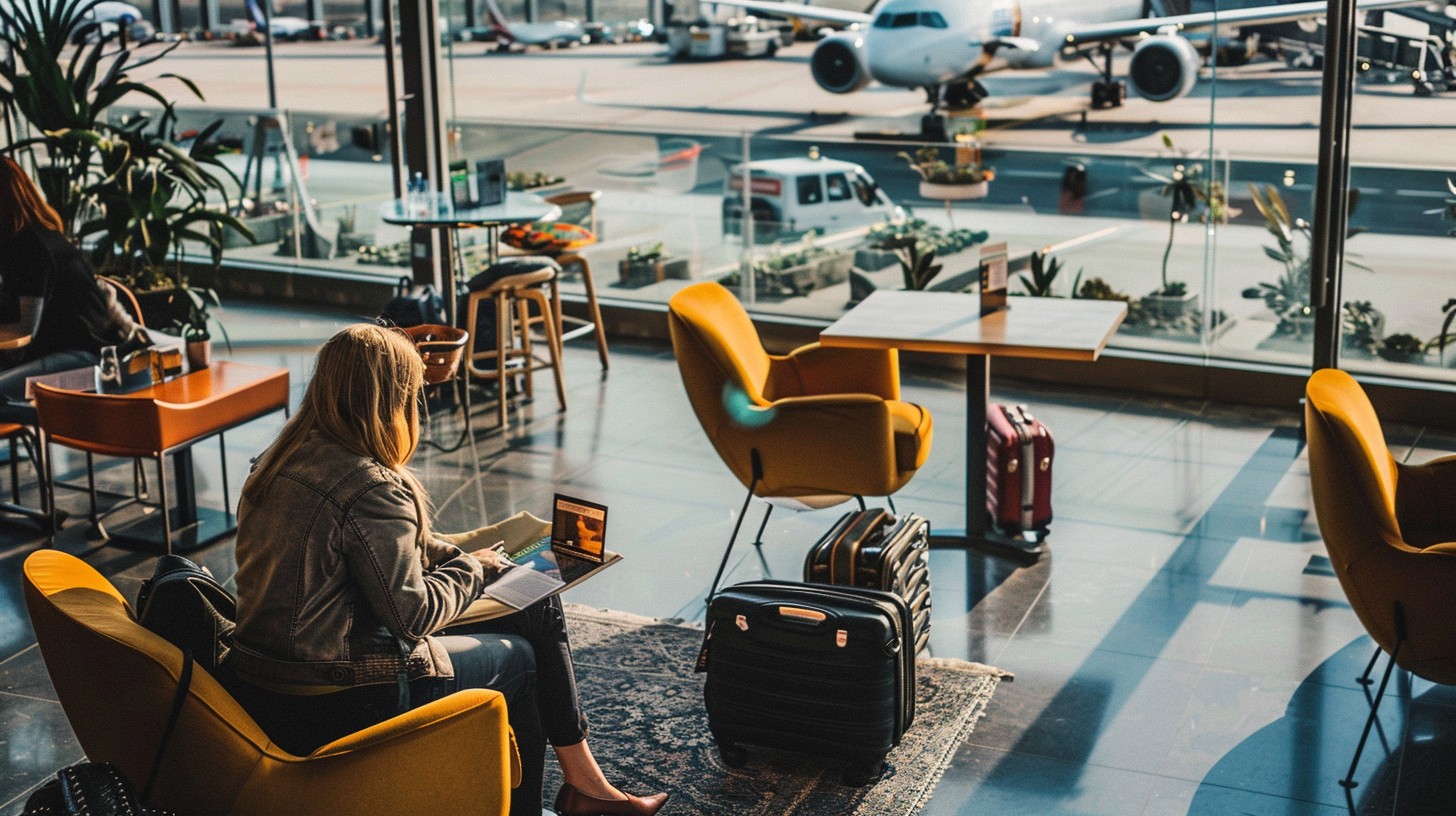 Corporate business traveler at airport
