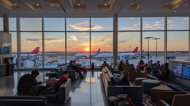 Corporate business traveler at airport