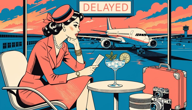 Business traveler in airport lounge