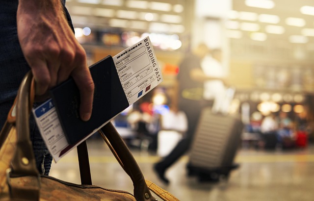 Corporate business traveler at airport