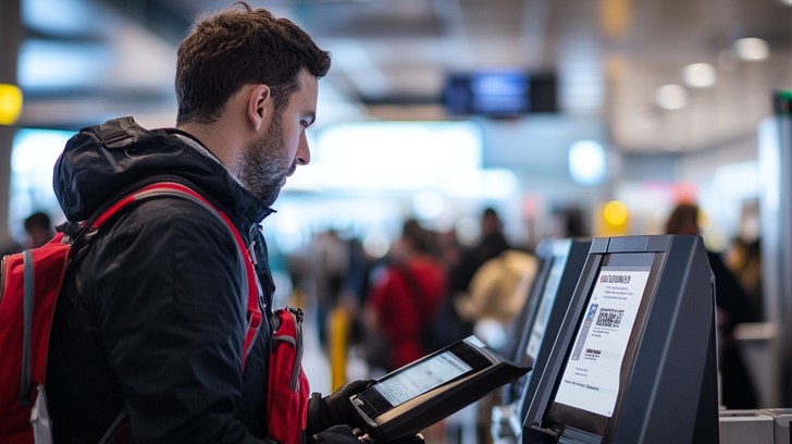 Corporate business traveler at airport